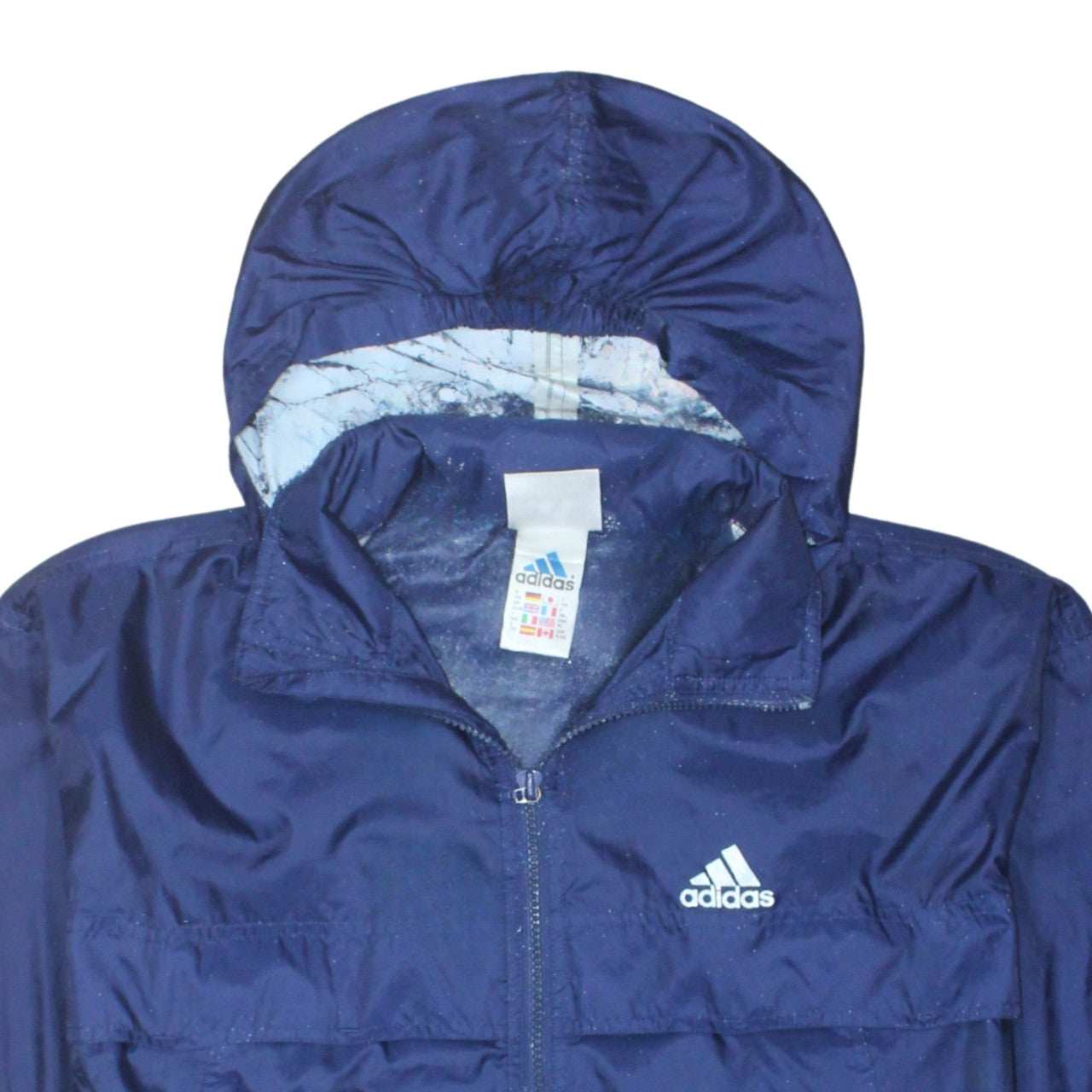 Adidas Women's Blue Hooded Windbreaker Jacket Size L Waterproof