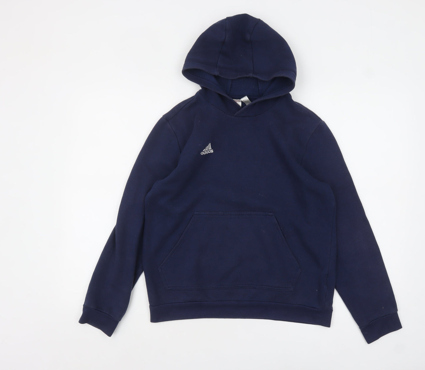 Adidas Boys Navy Blue Pullover Hoodie Size 13-14 Years Cotton Blend