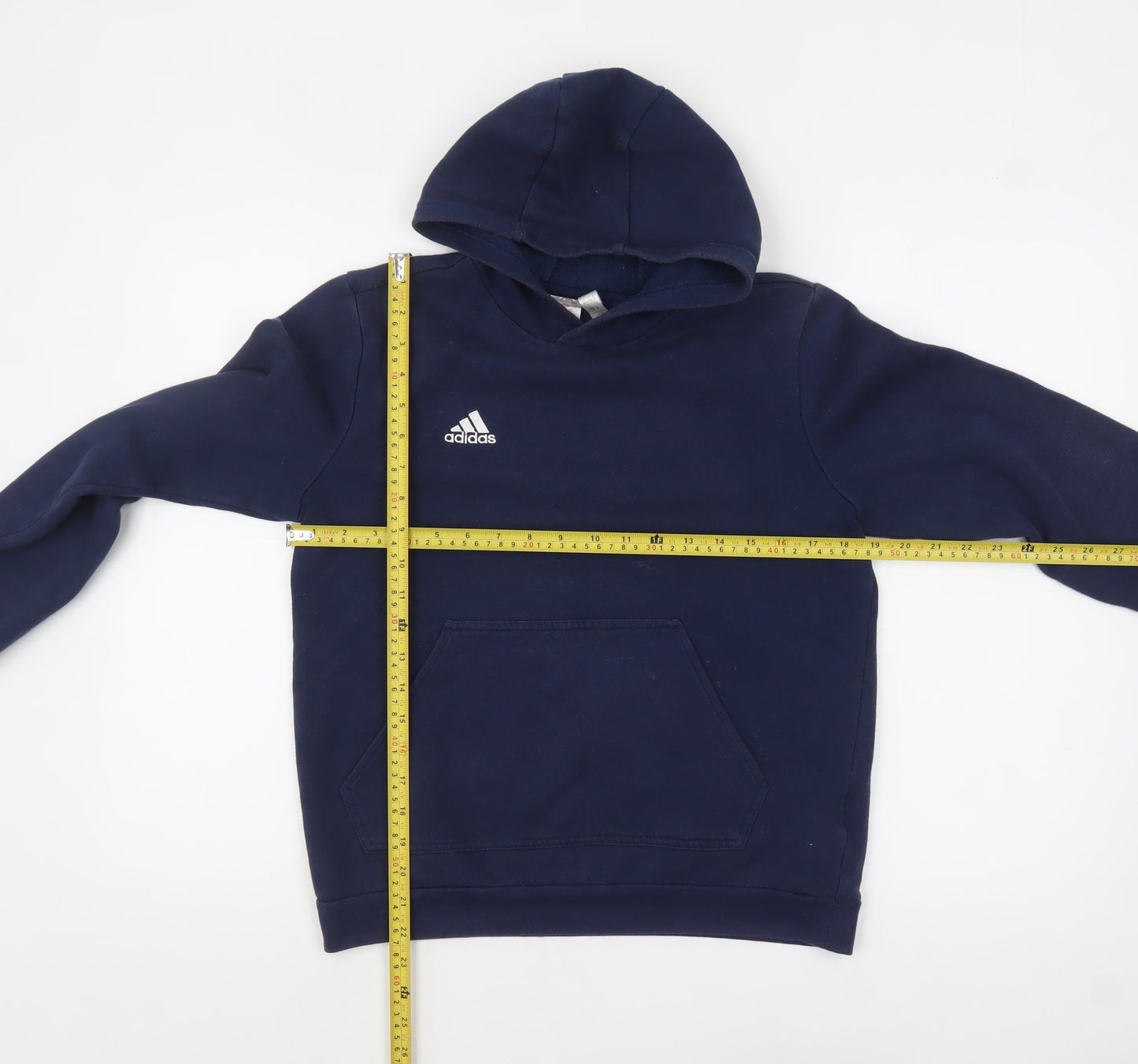 Adidas Boys Navy Blue Pullover Hoodie Size 13-14 Years Cotton Blend