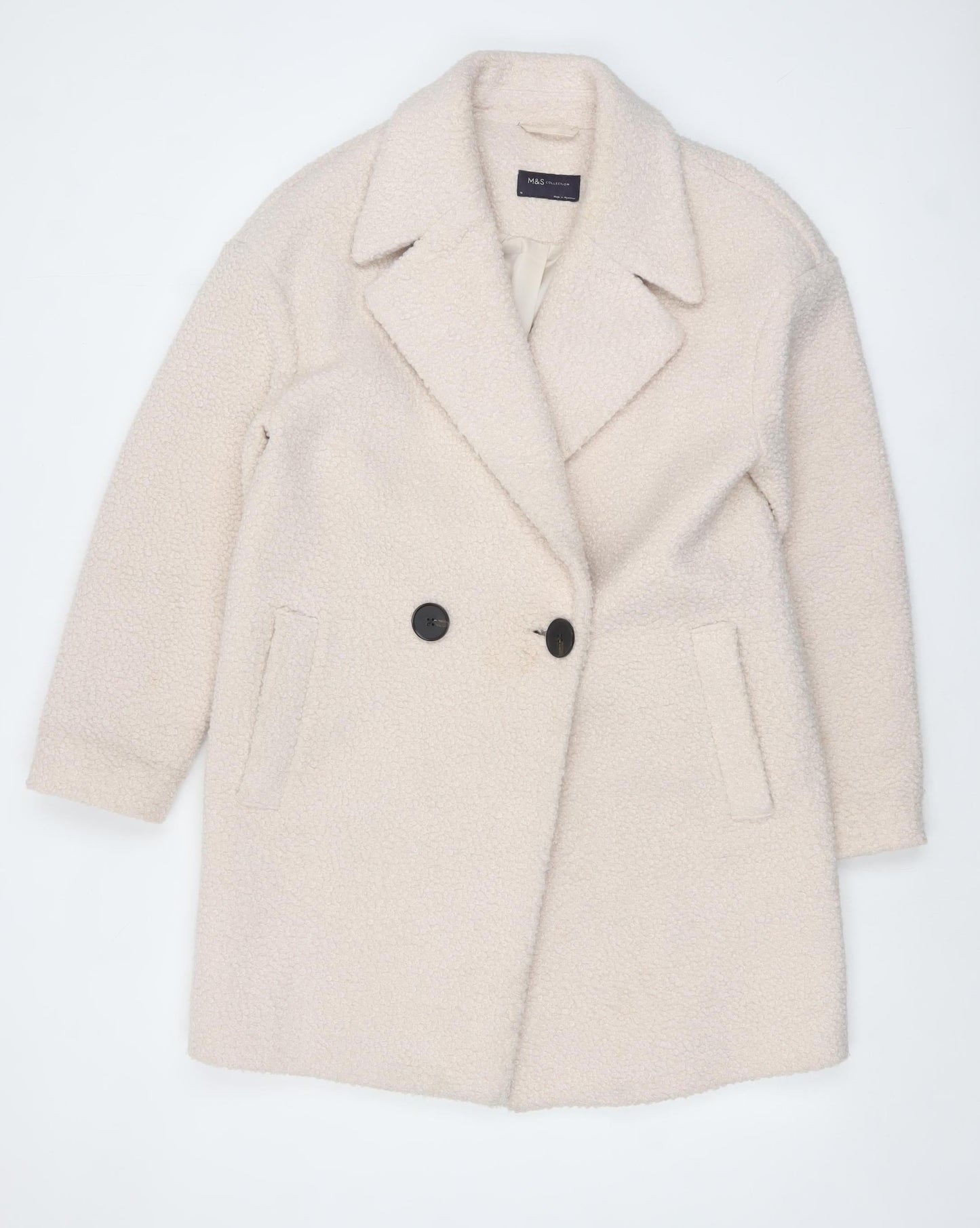 Marks and Spencer Women's Beige 10 Overcoat Fleece Lined Mid-Length