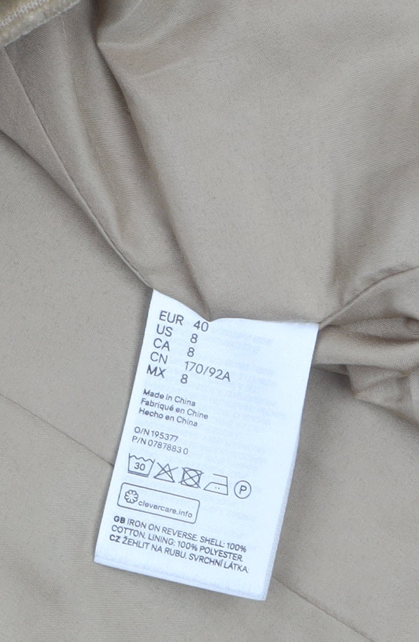 H&M Women Beige Corduroy Double-Breasted Blazer UK 12