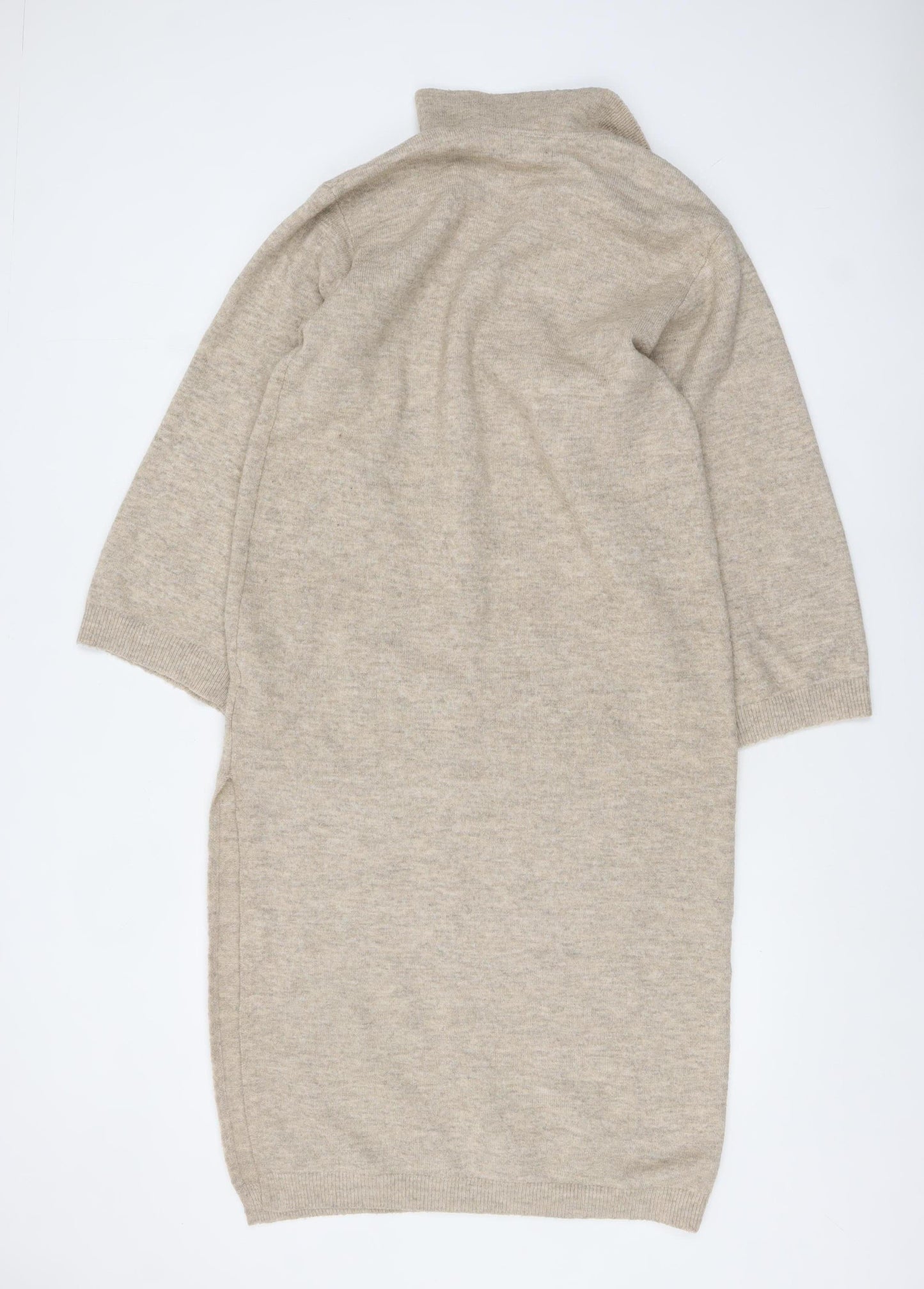 Pretty Lavish Women Beige Knit Collared Sweater Dress M