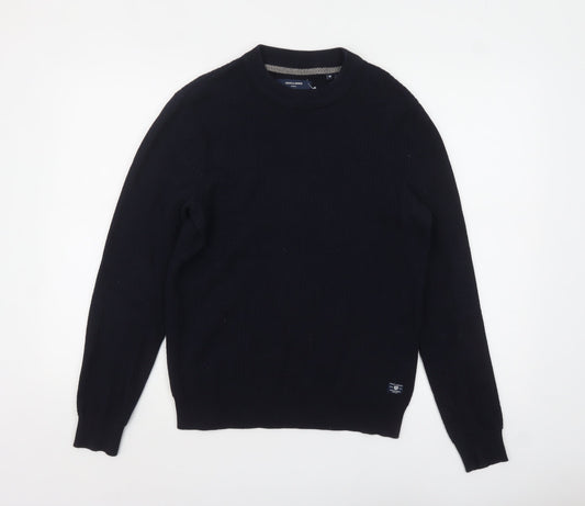 Jack & Jones Men's Black Cotton Crew Neck Pullover Jumper M