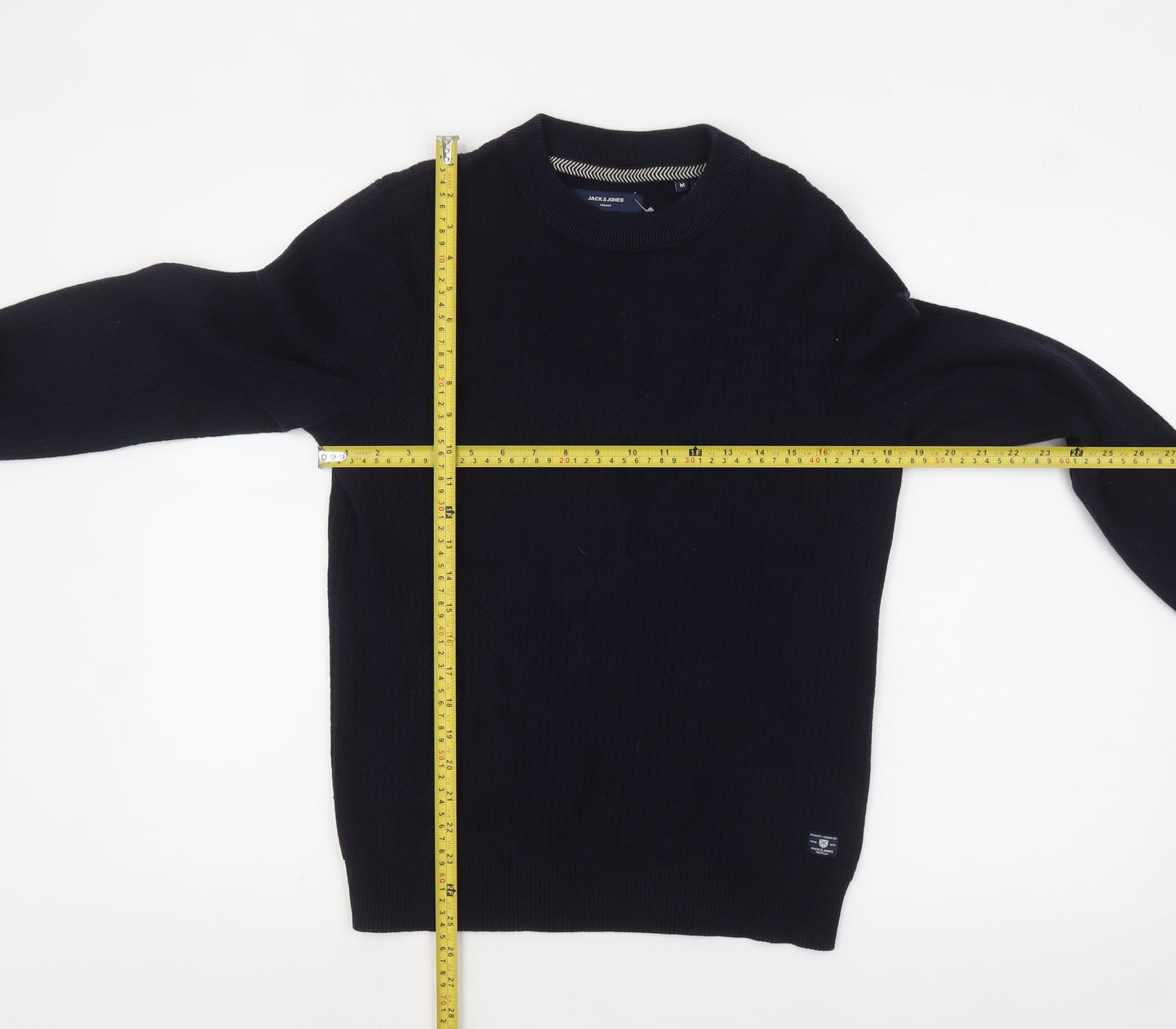 Jack & Jones Men's Black Cotton Crew Neck Pullover Jumper M