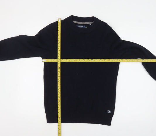 Jack & Jones Men's Black Cotton Crew Neck Pullover Jumper M