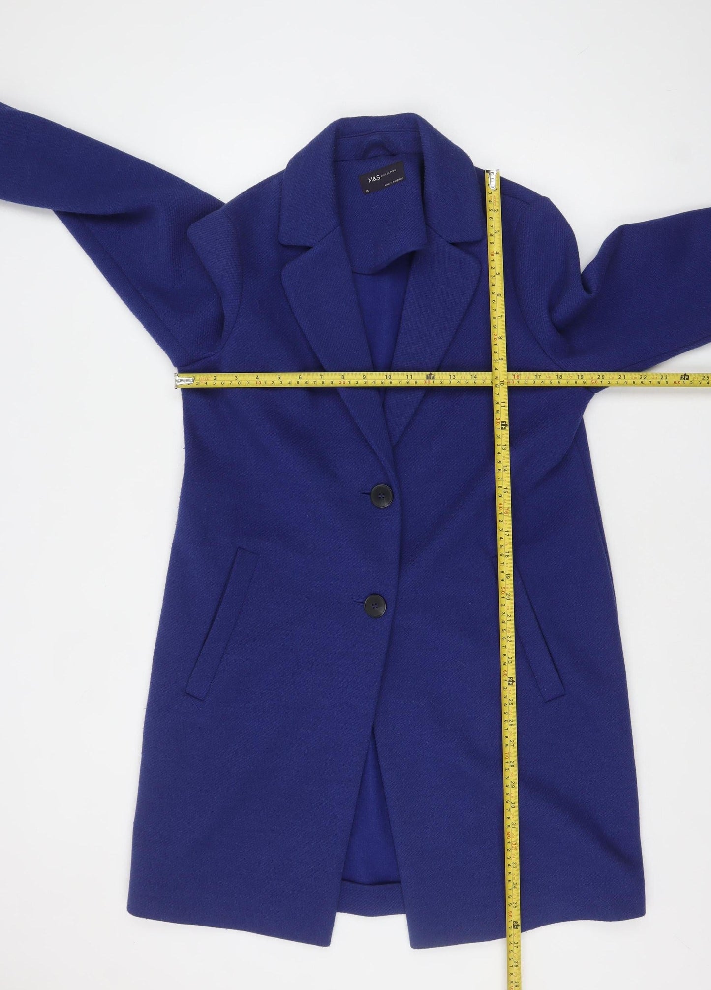 Marks and Spencer Women Blue Mid-Length Coat Size 14 Classic Style