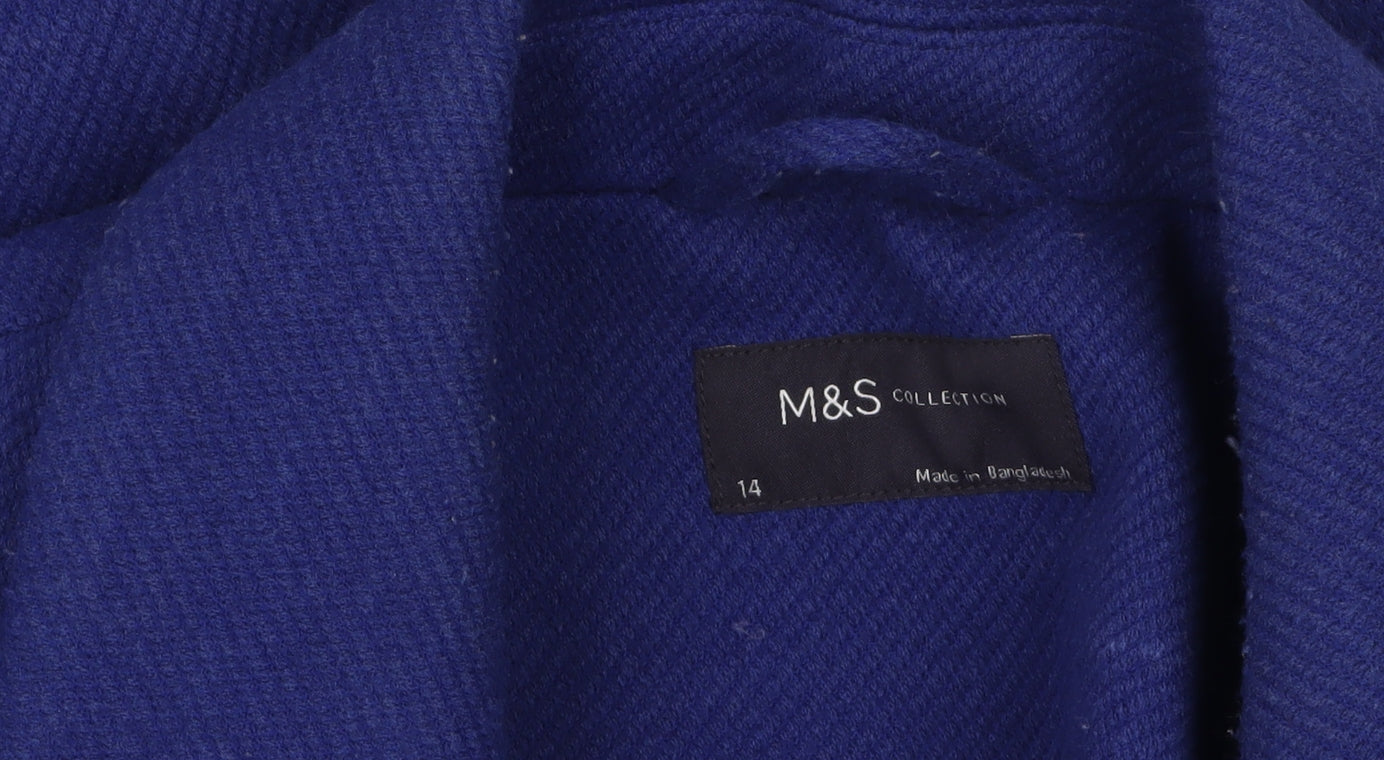 Marks and Spencer Women Blue Mid-Length Coat Size 14 Classic Style