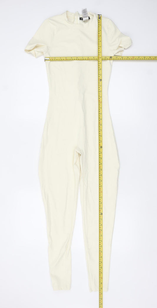 PrettyLittleThing Women’s Ivory Short Sleeve Slim Fit Catsuit Size 8