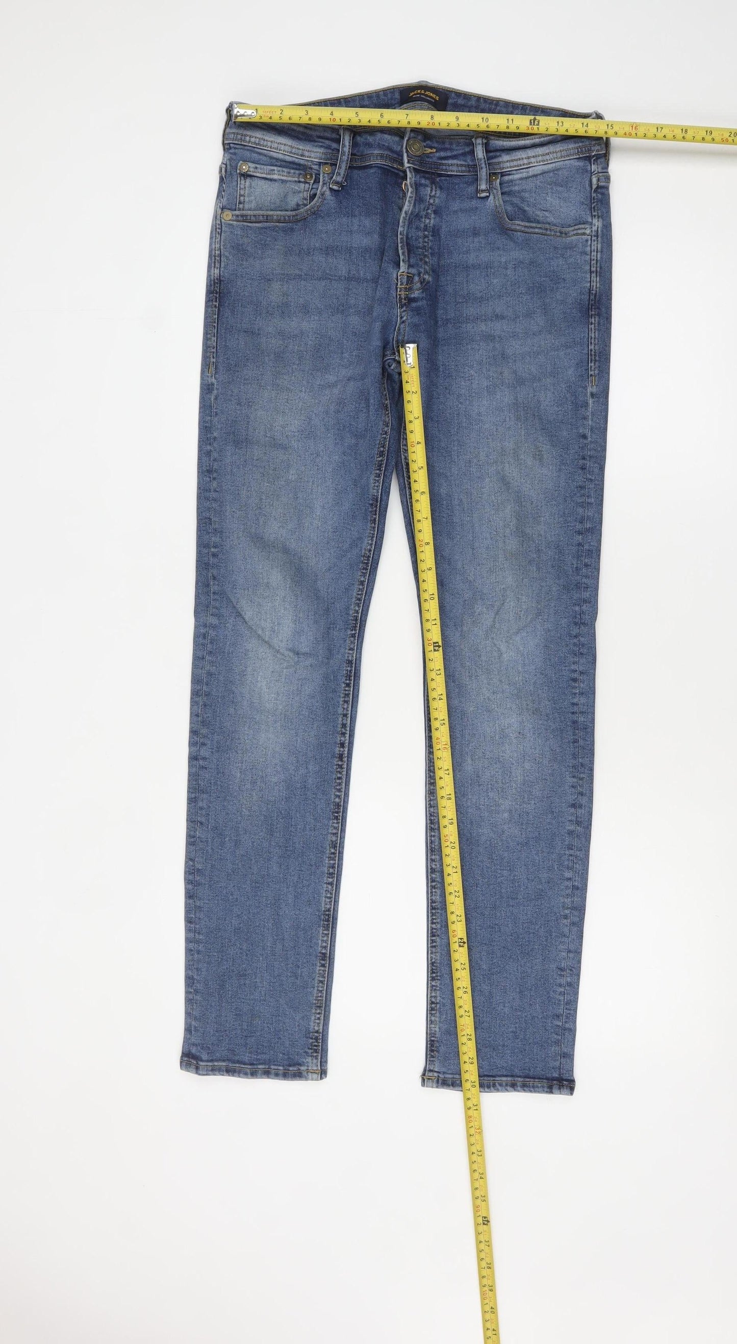 Jack & Jones Men's Blue Medium Wash Slim Fit Skinny Jeans 32x32