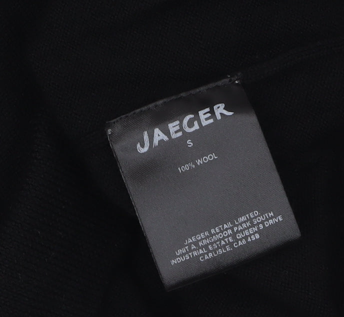 Jaeger Women Black Wool Knit Roll Neck Sweater Dress S