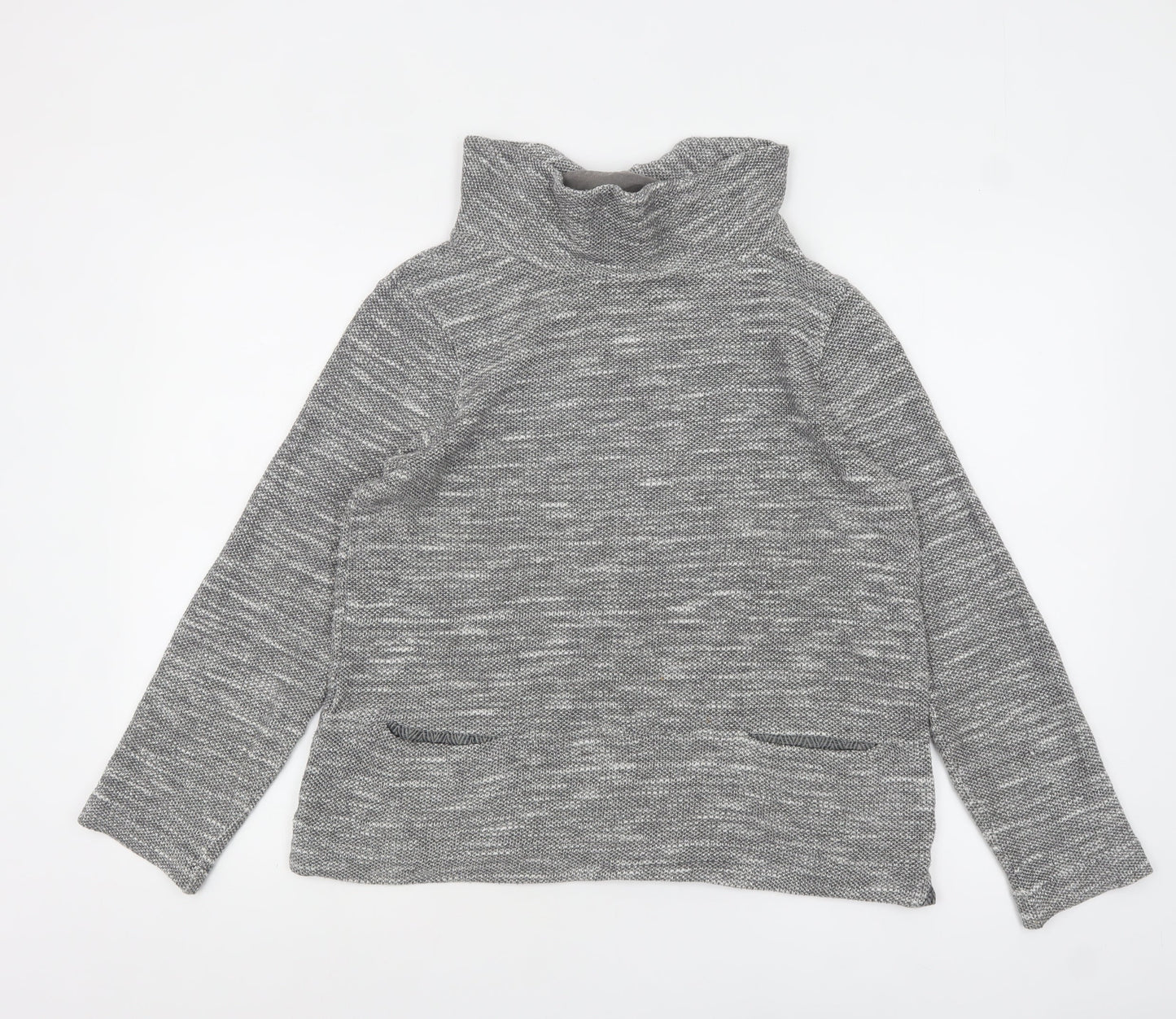 White Stuff Women Grey Knit Roll Neck Long Sleeve Top UK 12