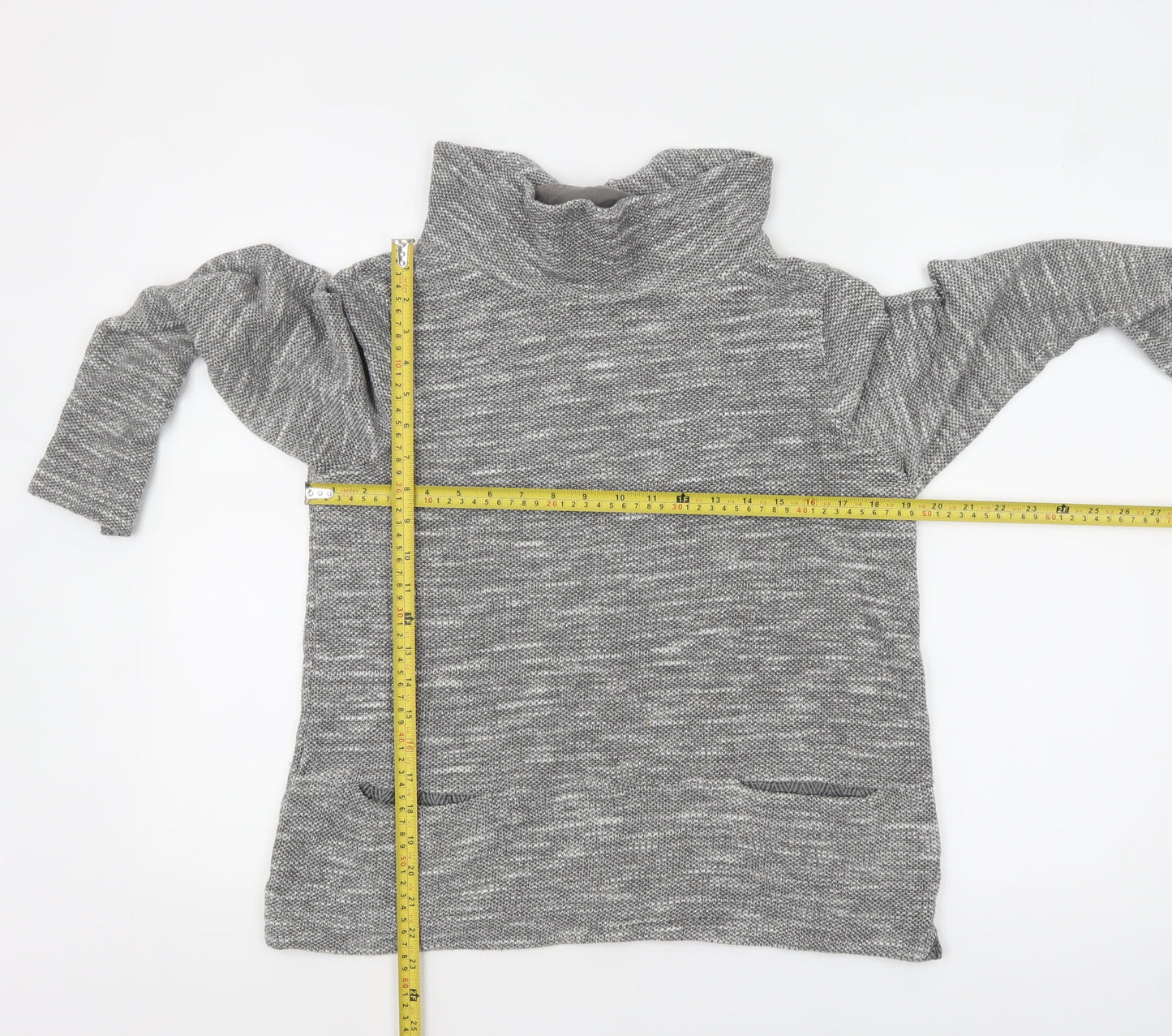 White Stuff Women Grey Knit Roll Neck Long Sleeve Top UK 12