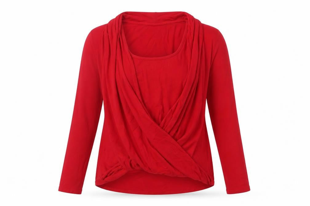 Wallis Women Red Wrap Long Sleeve Jersey Blouse Size 12