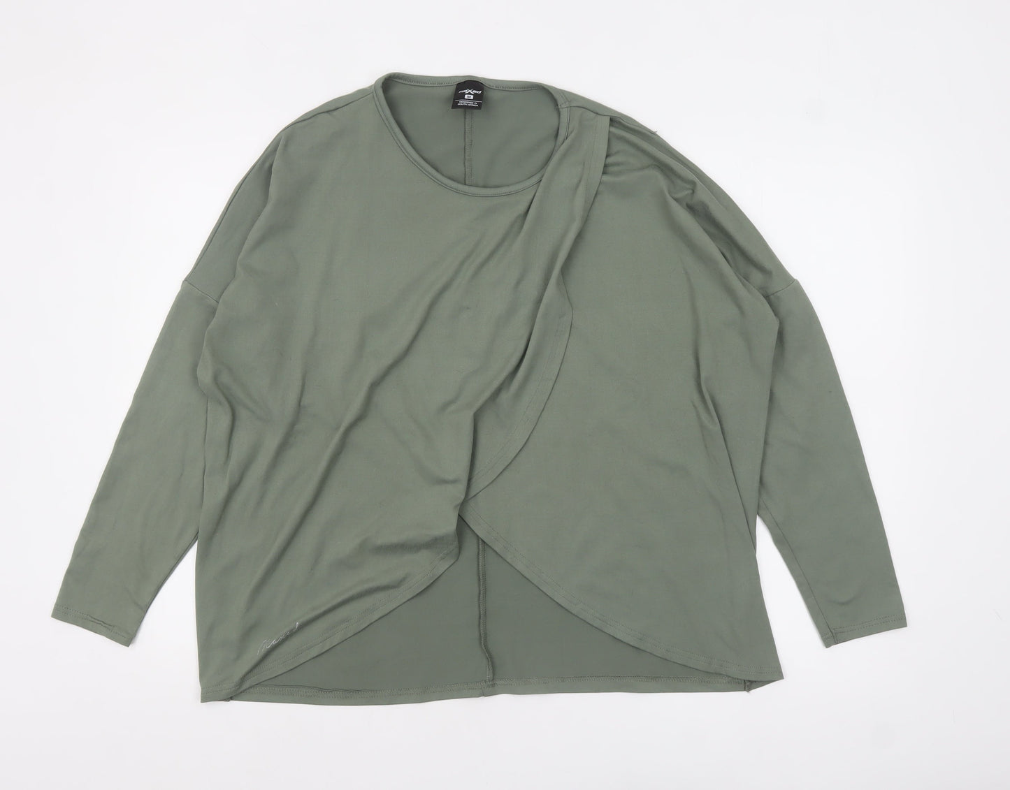 Maxed Womens Green Long Sleeve Wrap Style Jersey Top M