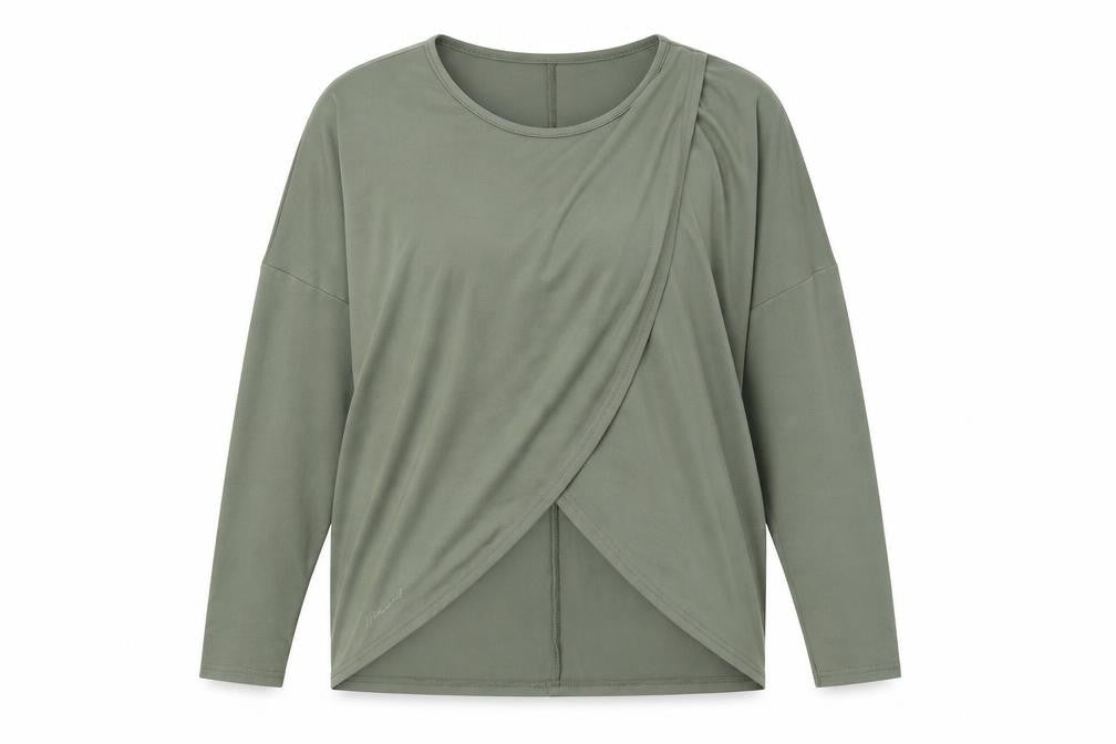 Maxed Womens Green Long Sleeve Wrap Style Jersey Top M