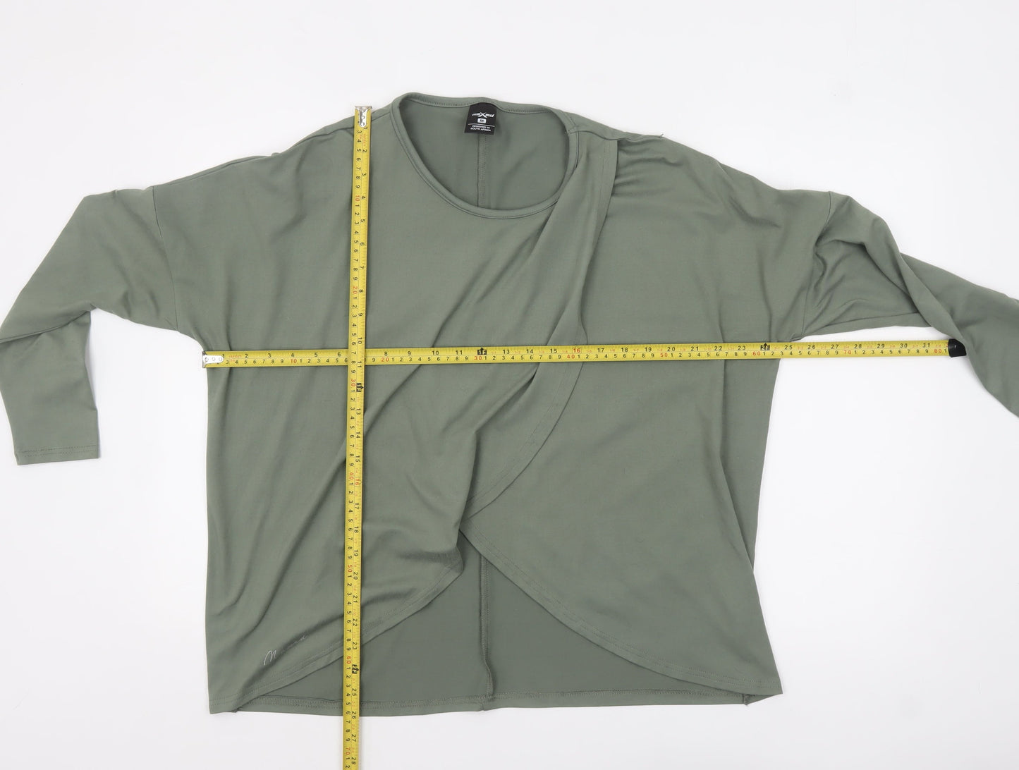 Maxed Womens Green Long Sleeve Wrap Style Jersey Top M