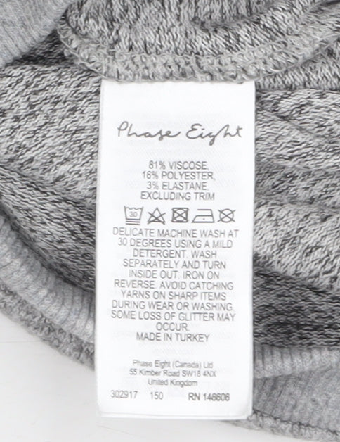 Phase Eight Women Grey Cowl Neck Long Sleeve Tunic Top UK 12