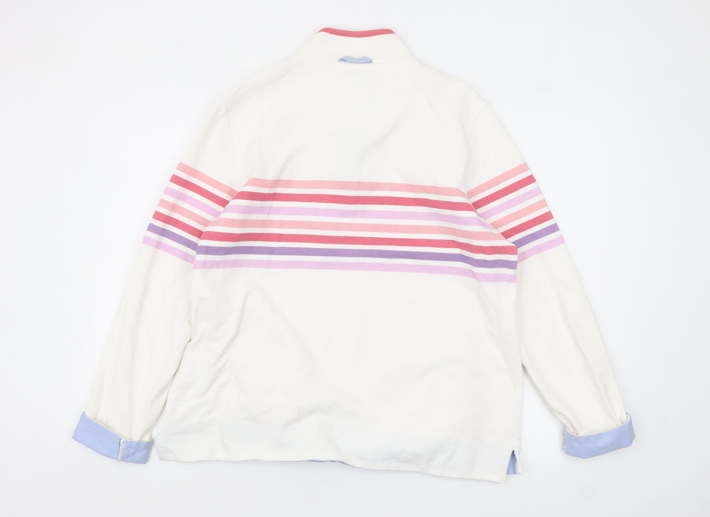 Crew Clothing Company Womens Cream Stripe 1/4 Zip Sweatshirt Size 16
