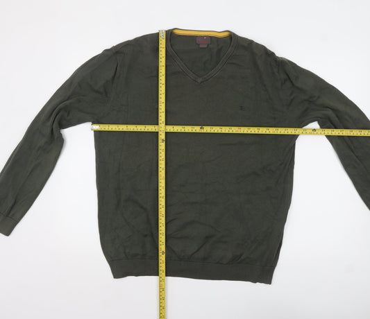 Esprit Men Green Cotton V-Neck Jumper Size L