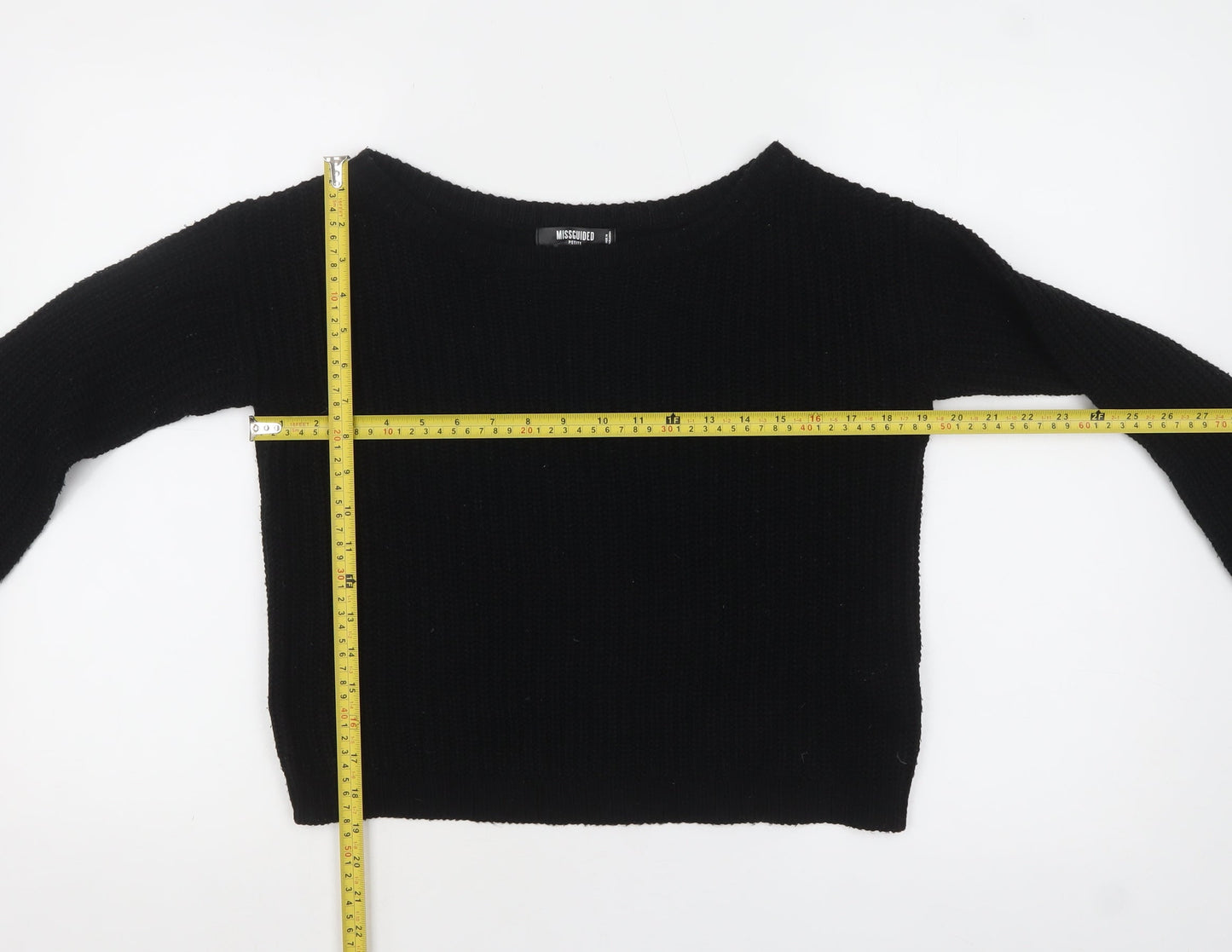 Missguided Petite Black Knit Boat Neck Jumper UK 6