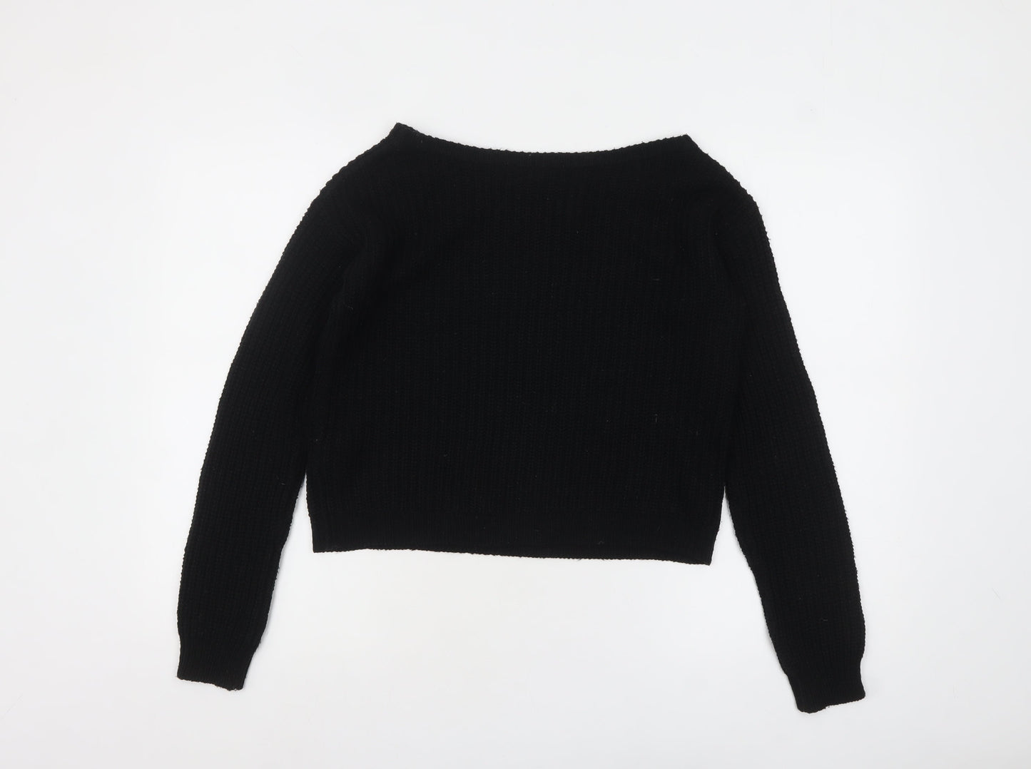 Missguided Petite Black Knit Boat Neck Jumper UK 6