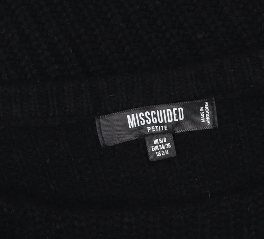 Missguided Petite Black Knit Boat Neck Jumper UK 6