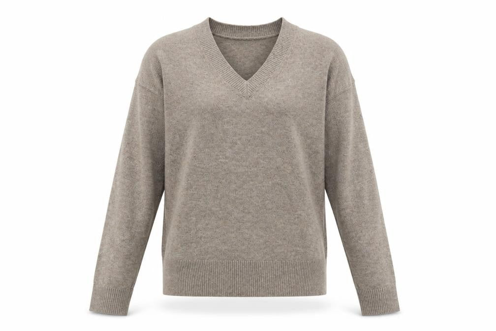 Marks and Spencer Women's Beige V-Neck Jumper Size S Classic Knit
