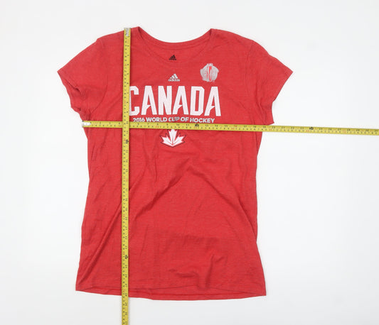 Adidas Womens Red 2XL Canada Hockey T-Shirt Short Sleeve