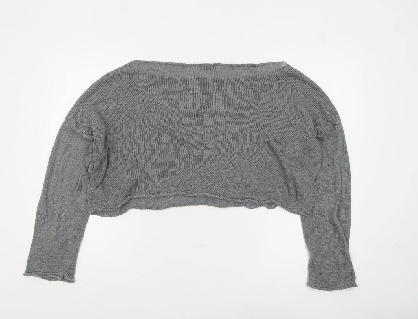 Stradivarius Women Grey Boat Neck Knit Pullover Jumper Size 12