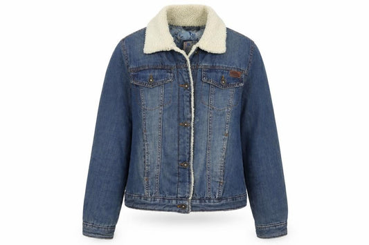 Mantaray Women Blue Denim Sherpa Lined Jacket Size 12