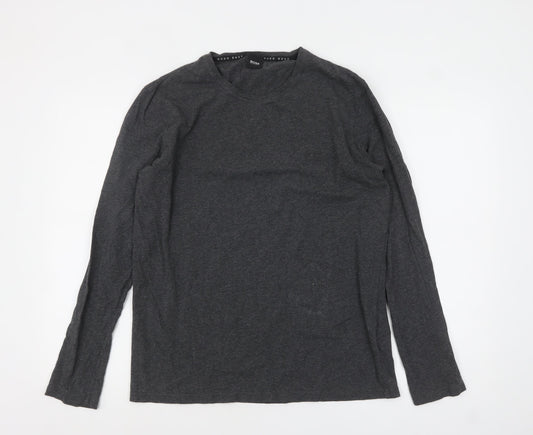 Hugo Boss Men’s Grey Long Sleeve Cotton Crew Neck Top Size M