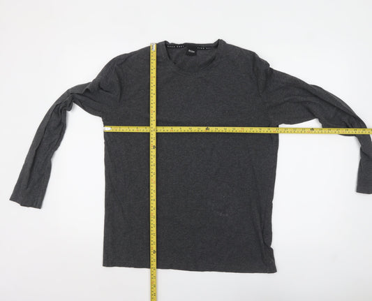 Hugo Boss Men’s Grey Long Sleeve Cotton Crew Neck Top Size M