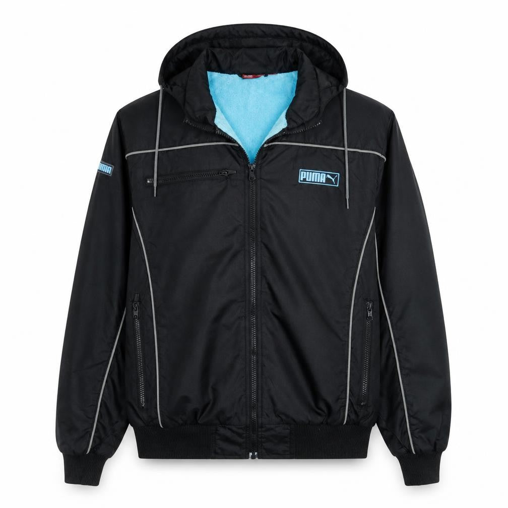 Puma Men's Black Hooded Windbreaker Jacket Size S Lightweight