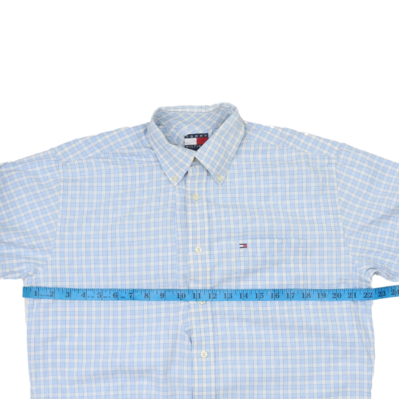 Tommy Hilfiger Men's Blue Check Button-Down Cotton Shirt M