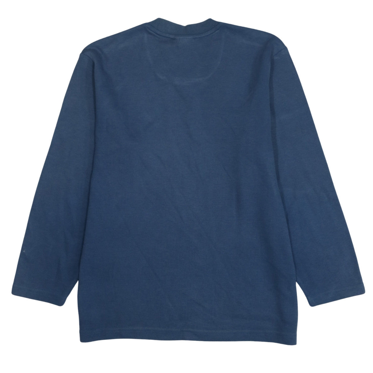 Brand and care label for Adidas Men's Blue Long Sleeve Crew Neck Cotton jumper L