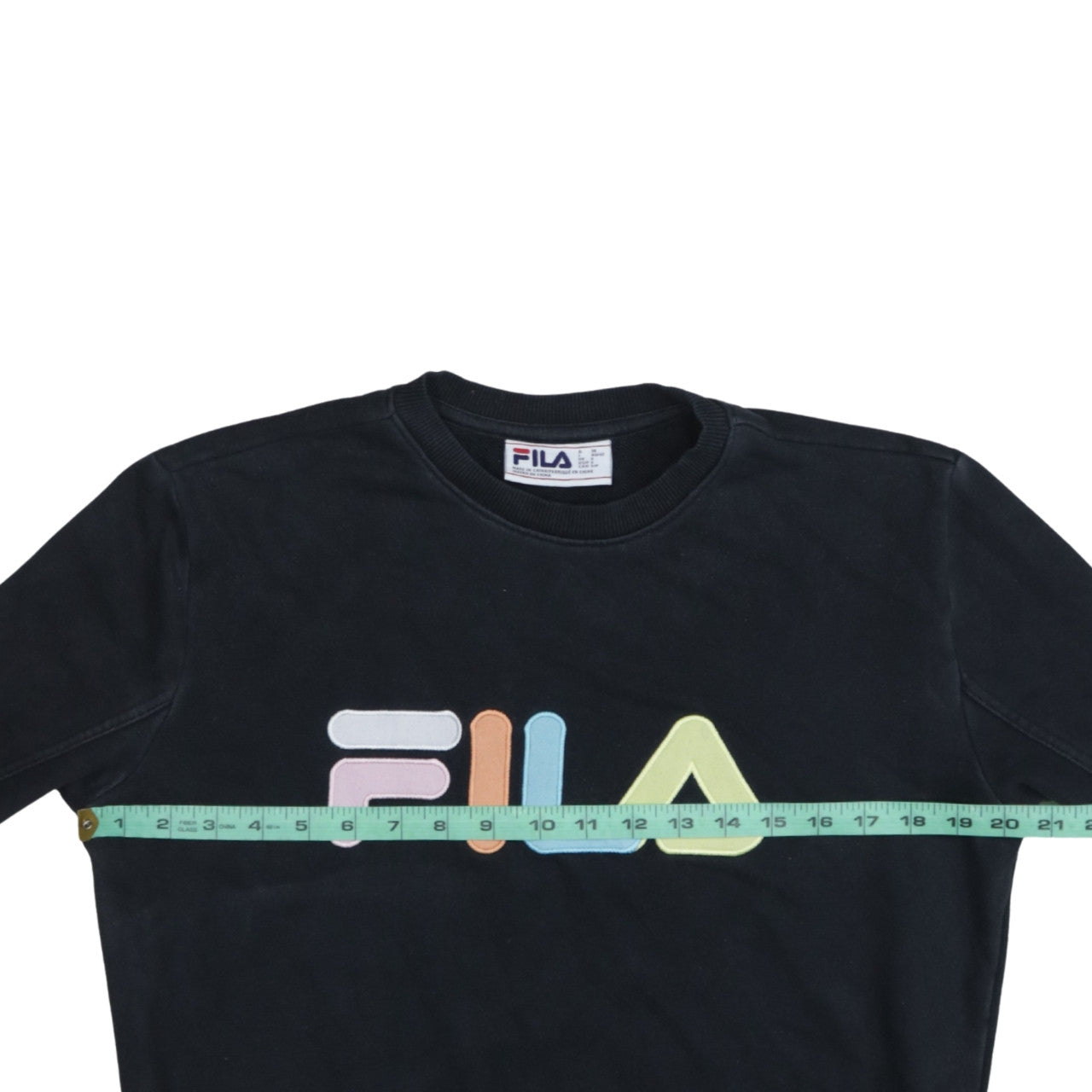 FILA Women Black Crew Neck Logo Sweatshirt Size S