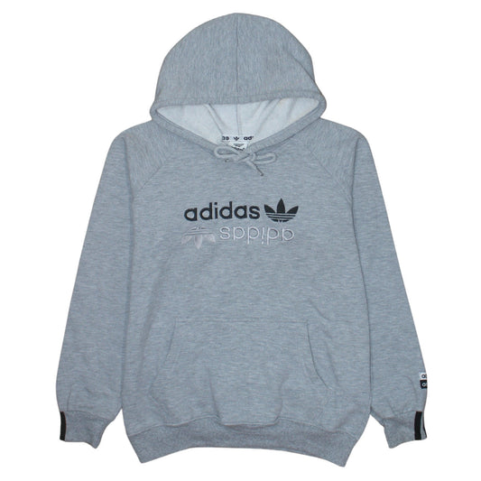 Adidas Women Grey Medium Pullover Hoodie Embroidered Logo Casual