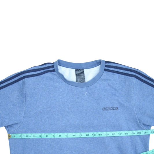 Adidas Men Blue Crew Neck Pullover Sweatshirt L Regular Fit