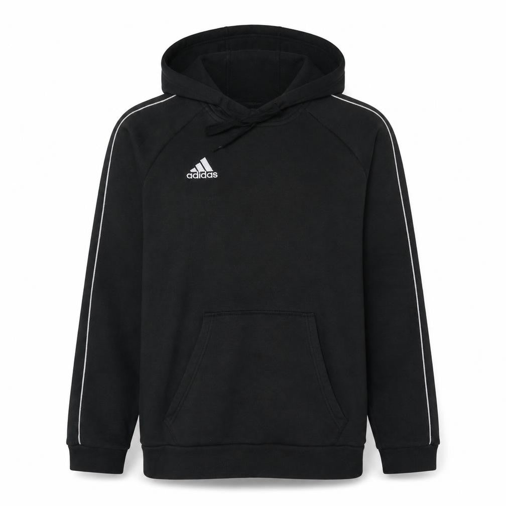 Front view of adidas Men's Black Pullover Hoodie M Sports Fleece Regular Fit
