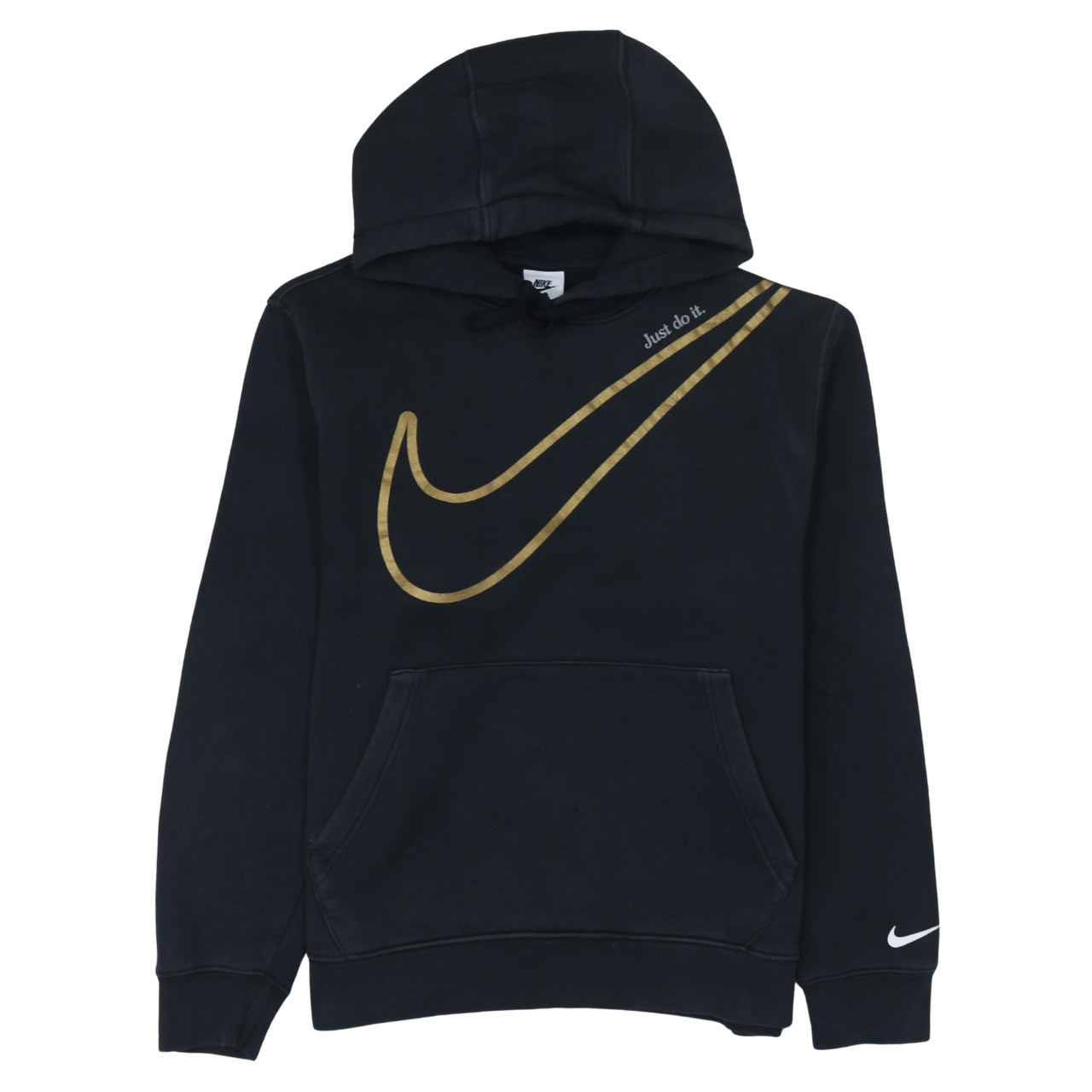 Nike Women's Black Gold Swoosh Pullover Hoodie Size S