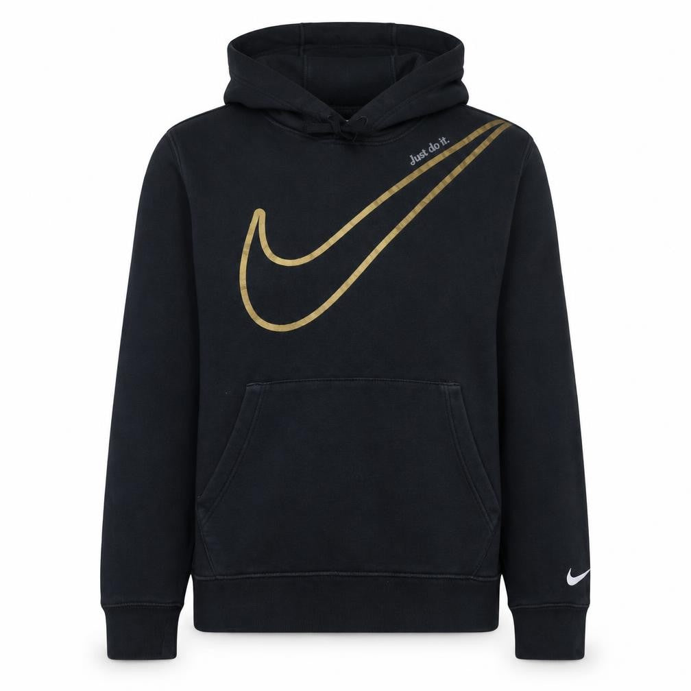 Nike Women's Black Gold Swoosh Pullover Hoodie Size S