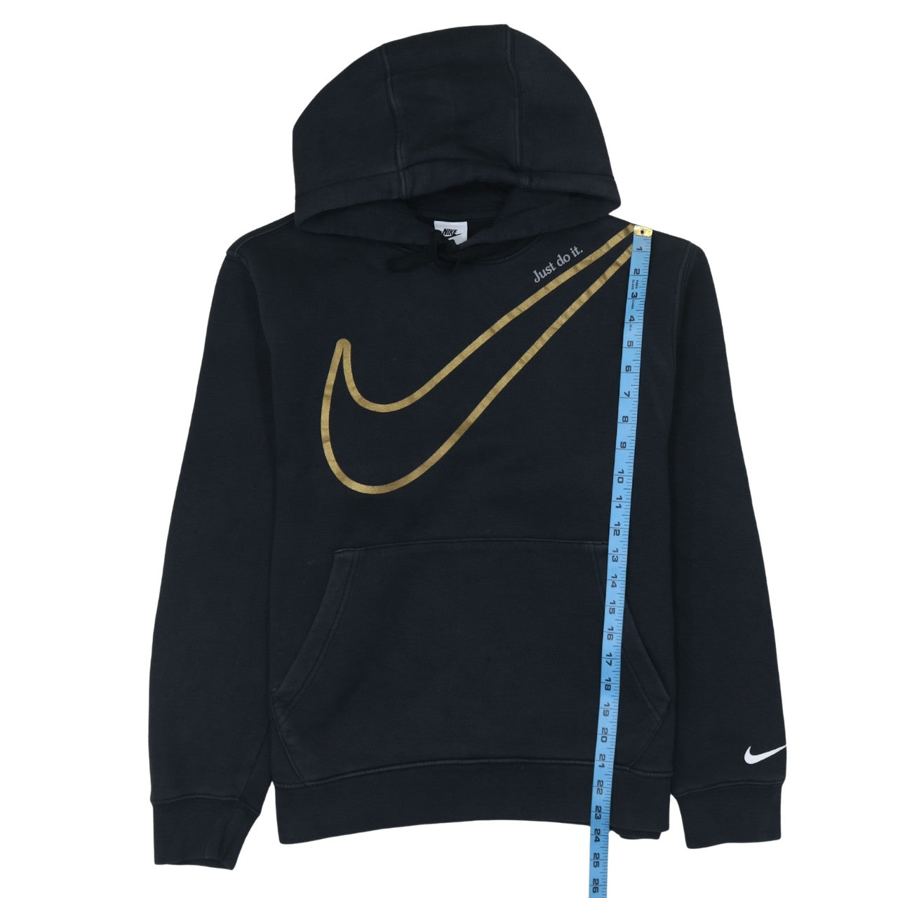 Nike Women's Black Gold Swoosh Pullover Hoodie Size S