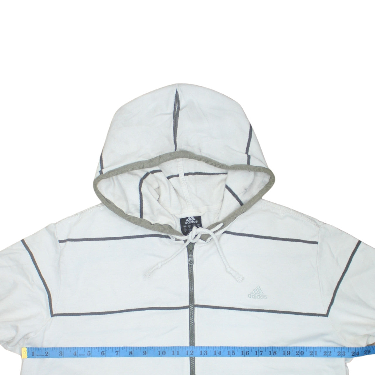 Adidas Men's White XL Full Zip Striped Hoodie Sweatshirt