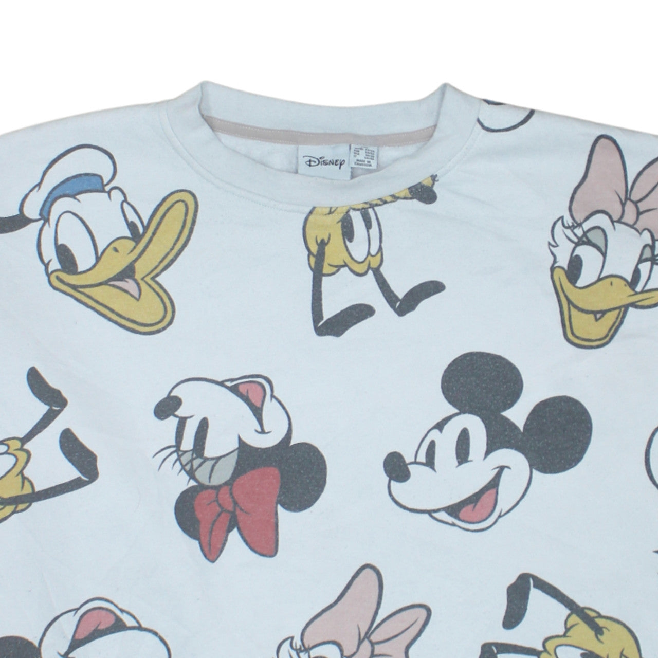 Disney Womens White 2XL Pullover Sweatshirt Mickey & Friends Print