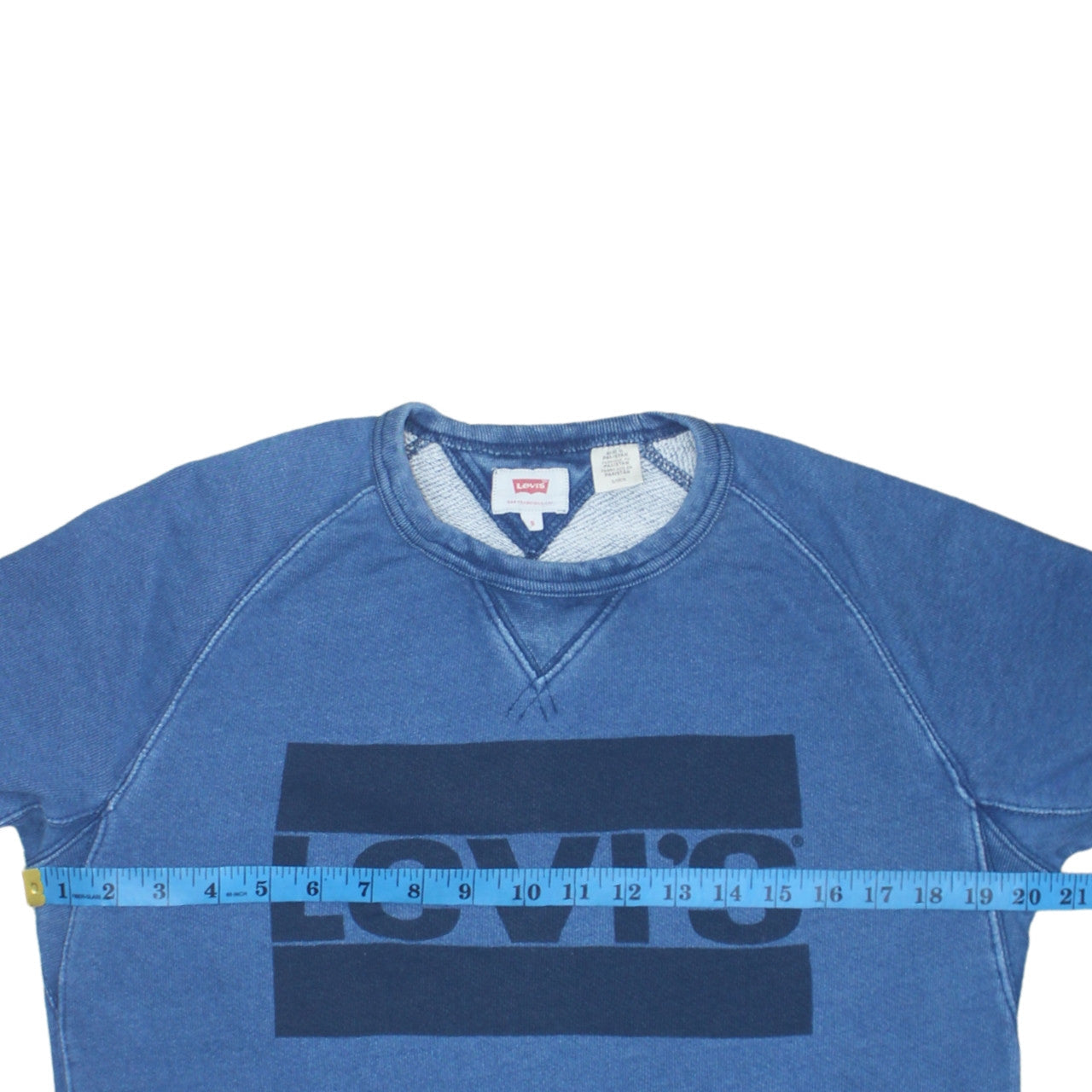 Levi's Men's Blue Crew Neck Logo Pullover Sweatshirt Size S