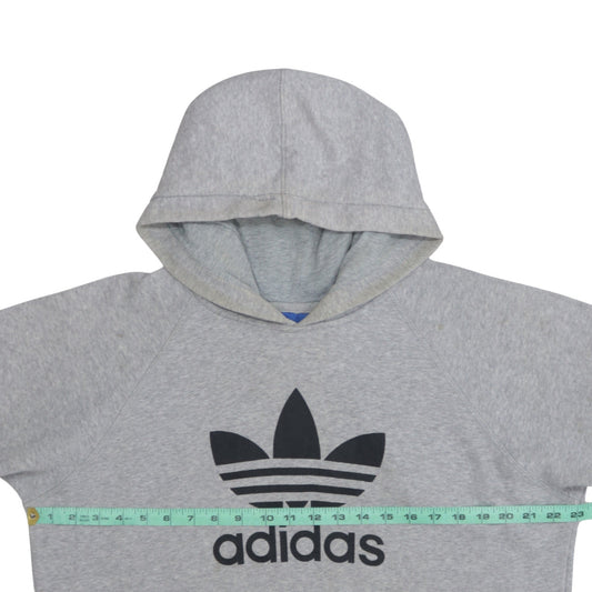 Adidas Men's Grey Pullover Hoodie L Trefoil Logo Sportswear