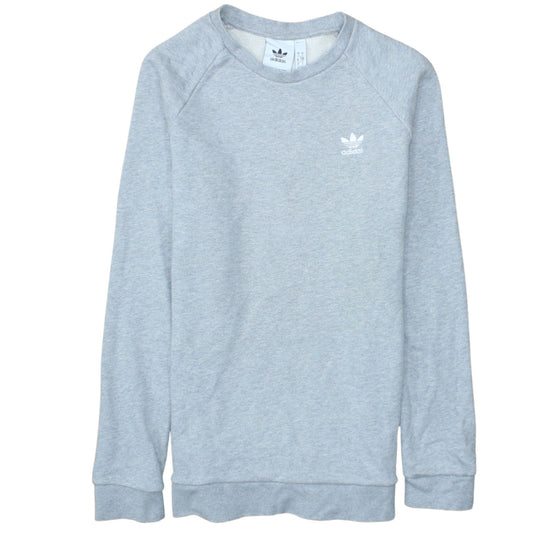 adidas Men Grey Small Pullover Sweatshirt Crew Neck Fleece
