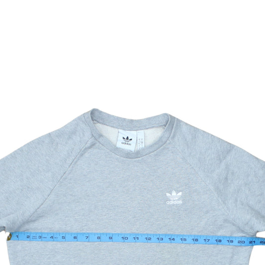 adidas Men Grey Small Pullover Sweatshirt Crew Neck Fleece