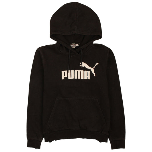 Puma Boys Black Pullover Hoodie Size 12 Years Graphic Logo Fleece