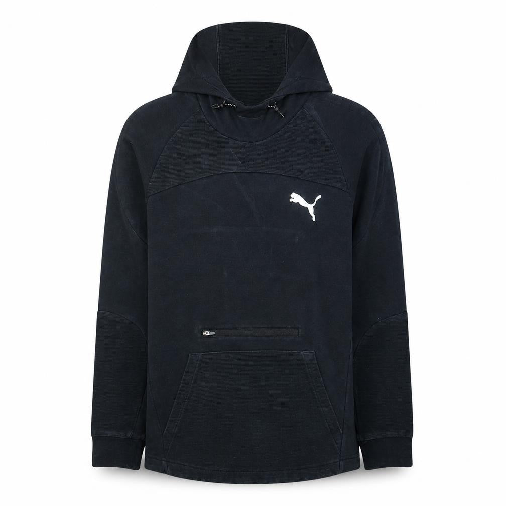 Front view of Puma Women’s Black Pullover Hoodie Medium Cotton Blend Sportswear